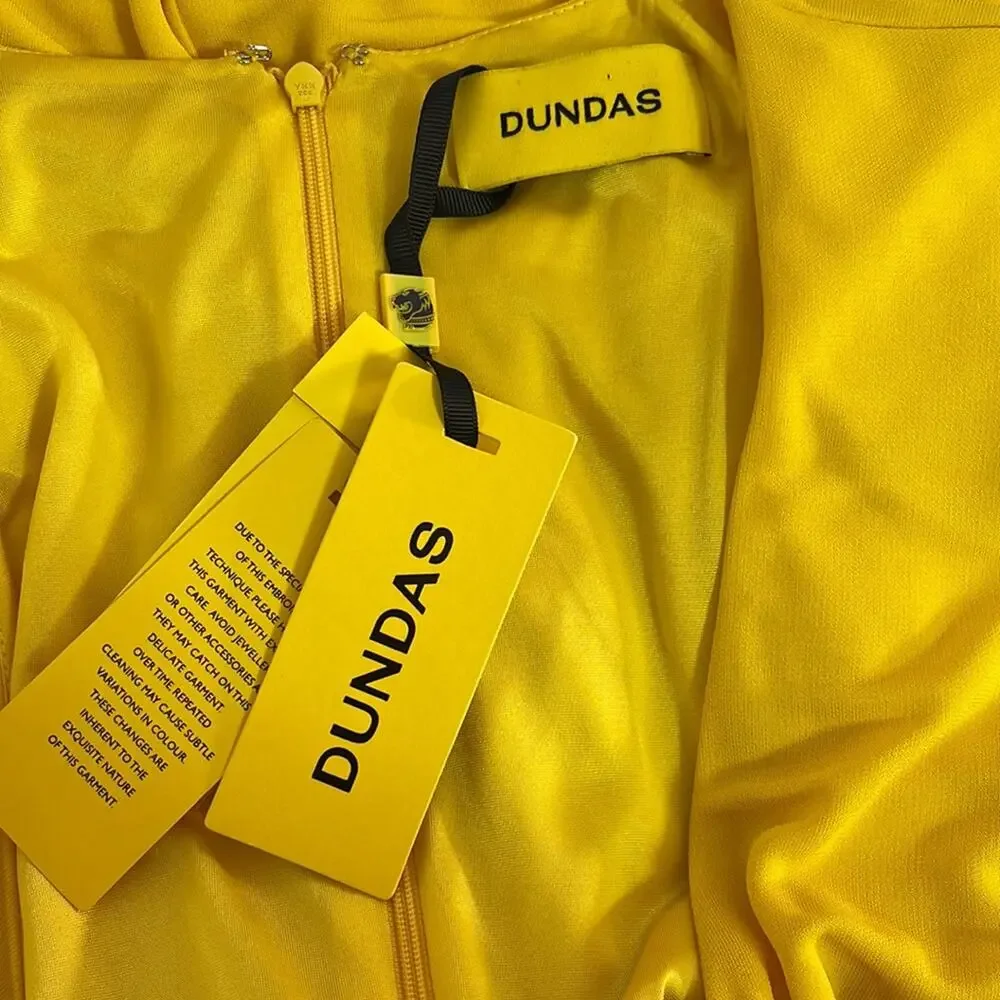 Dundas Yellow Beau Faux Wrap Long Sleeve Plunging V Neck Mini Dress Size 2 - Picture 12 of 13